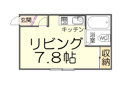【間取り】 | 間取りは洋室7.8帖のワンルーム設計。収納スペースが十分にあり、一人暮らしであればゆとりのある空間に。使い勝手を重視した間取りとなっております。