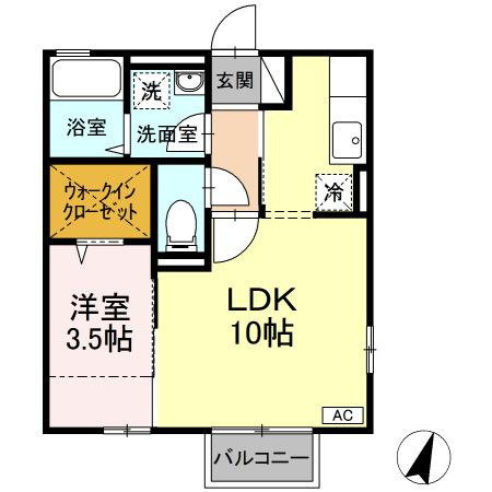 【間取り】 | ボン・ヴォヤージュⅡ | 1LDKのお部屋です