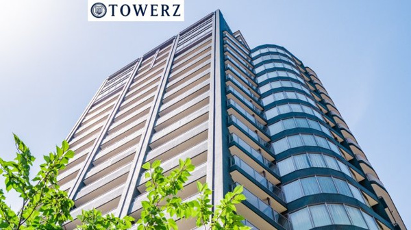 【外観】 | 【外観】総戸数91戸、地上23階建ての高層タワーマンション！水と緑の潤い豊かなランドスケープ！