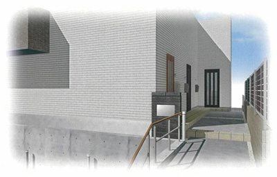 【駐車場】 | アンジェロ ヴィラ | ※外観パース※いつでも目の届く敷地内に駐車場があります♪荷物がかさばりがちなお買物にも、敷地内駐車場があると便利ですよね☆