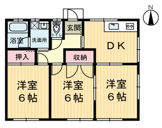 【間取り】 | YMN玉田貸家 | 全居室洋室です