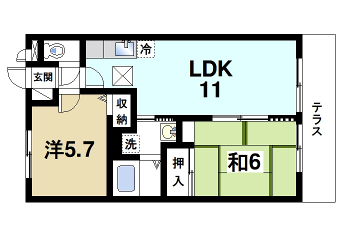 サンクコール朝和　B棟の間取り|2LDKの間取り
