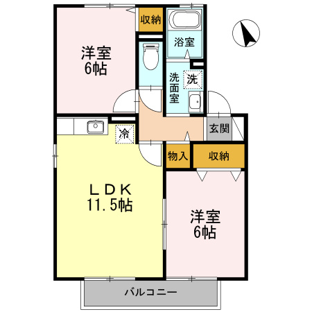 【間取り】 | コンフォートＮ | 2LDKのお部屋です