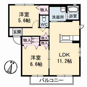 ツインズＫ．Ｋ　Ⅰ棟の間取り