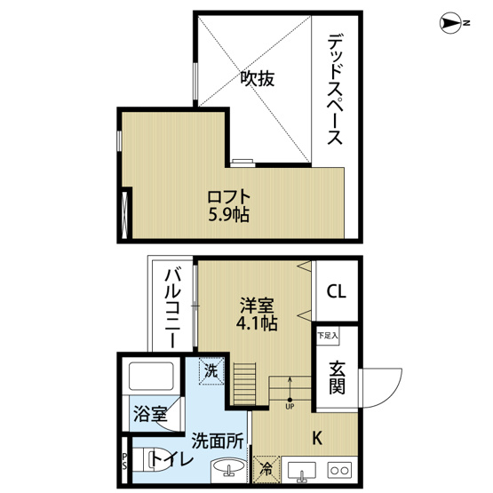 【間取り】 | Air City | １R+ロフト