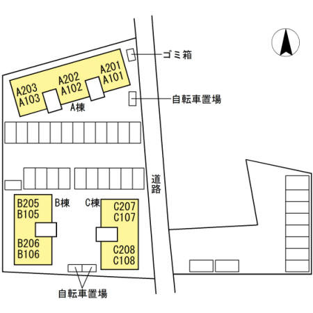 ラシェットエムザA棟の区画図