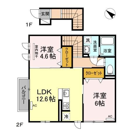 【間取り】 | ソフィア片山 | 2LDKのお部屋です