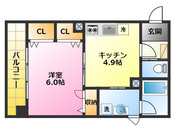 MYCパレス元住吉の間取り|更新料なし♪ダブルクローゼット♪