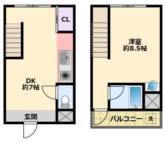 【間取り】 | コンパクトメゾネット２１