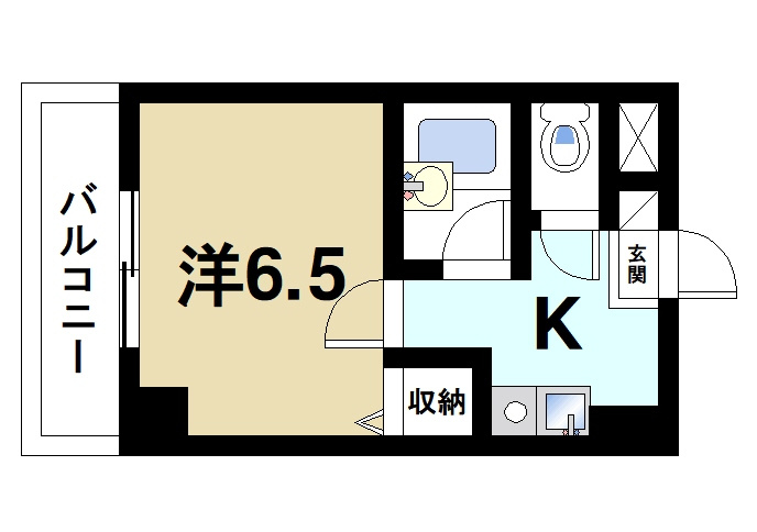 メゾンケイティーエスの間取り|居室広めの1Kタイプ