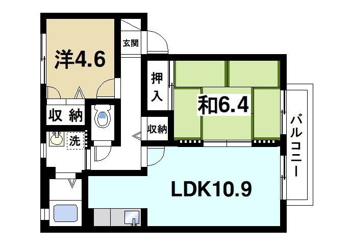メゾンヴェール　Ａの間取り|南向きのバルコニーで日当たり良好