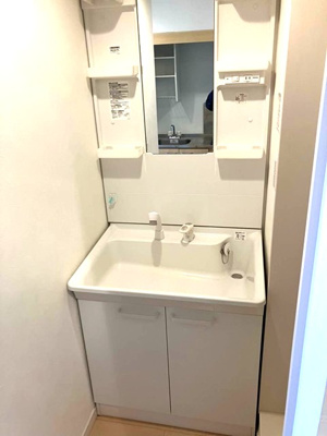 【独立洗面台】 | ルノン百合ヶ丘 | シャンプードレッサーで忙しい朝にも寝癖の付いた頭にも優しい☆お化粧するときにも大活躍です♪