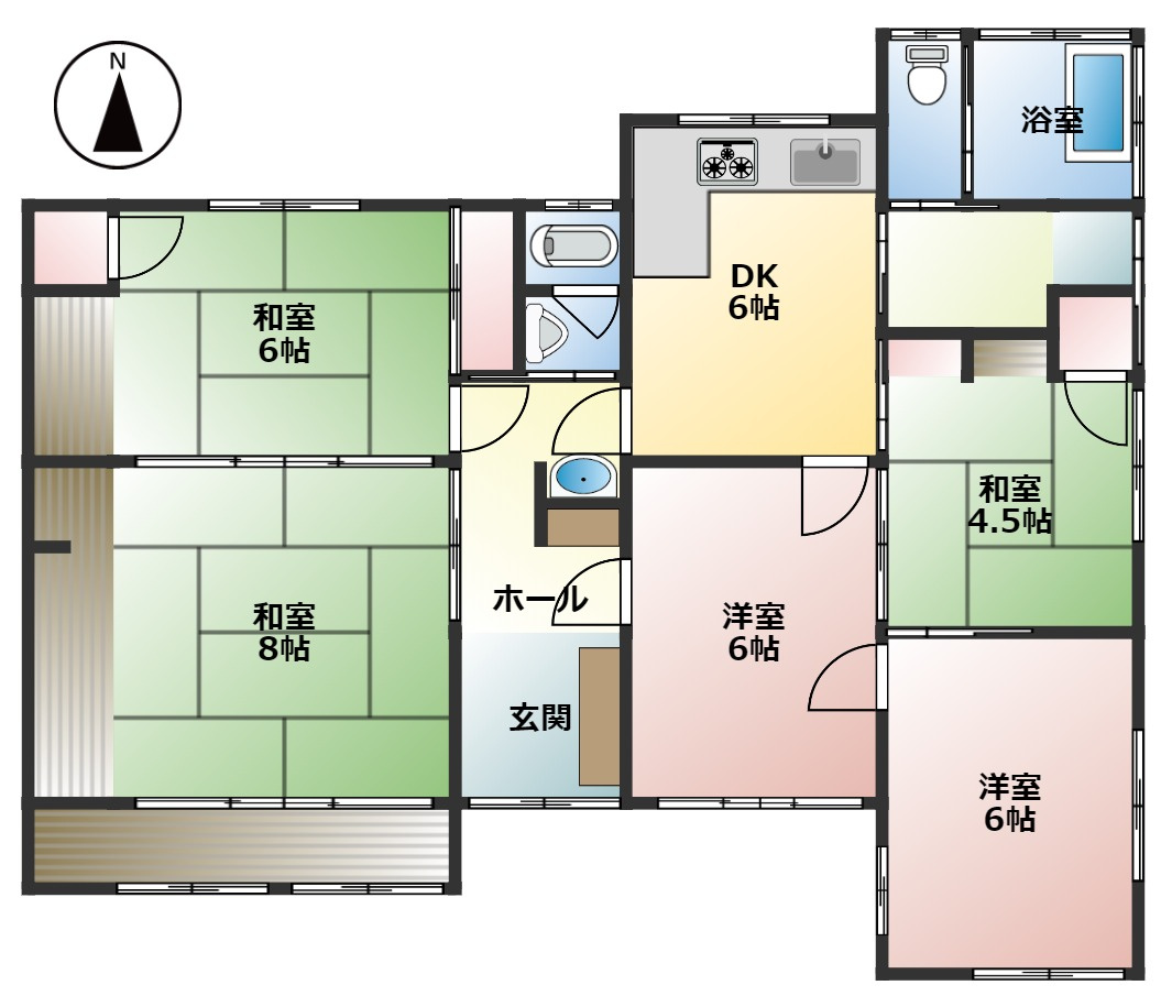 八幡町平屋住宅の間取り