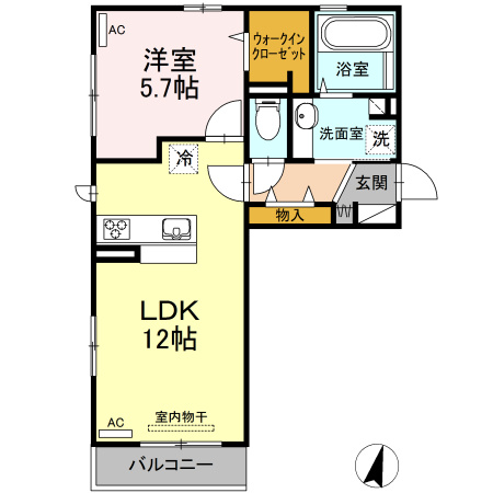 【間取り】 | ディアコート城東 | 1LDKのお部屋です