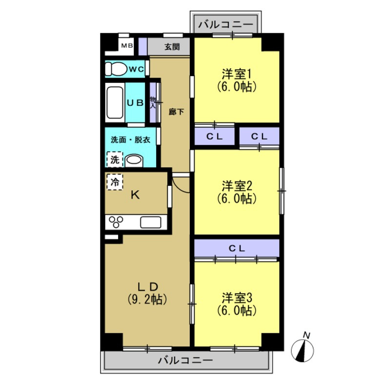パークサイド雁宿1号館の間取り
