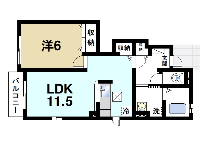 リバーサイド太子の間取り|1LDKの間取り