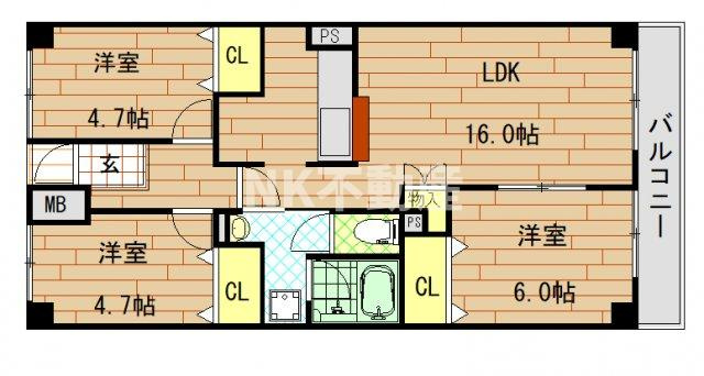 【間取り】 | 戴慶カーサグラシア（鴻池新田賃貸） | 間取りです