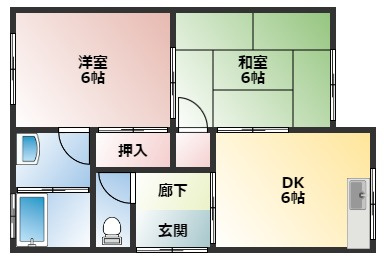 唐津市坊主町のアパートの間取り