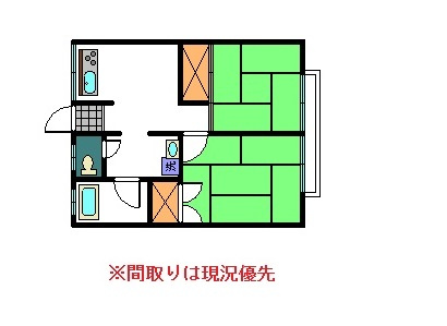 唐津市西旗町のアパートの間取り