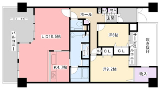 【間取り】 | 名次町ロジュマン | Ｂタイプ