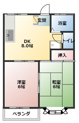 【間取り】 | コーポ朝日・玉穂B