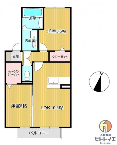 プレジール清楽の間取り|2LDKです