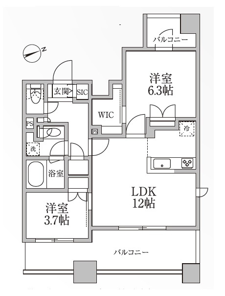RESIDIA新御徒町Ⅱの間取り|レジディア新御徒町Ⅱ２ＬＤＫの間取りです