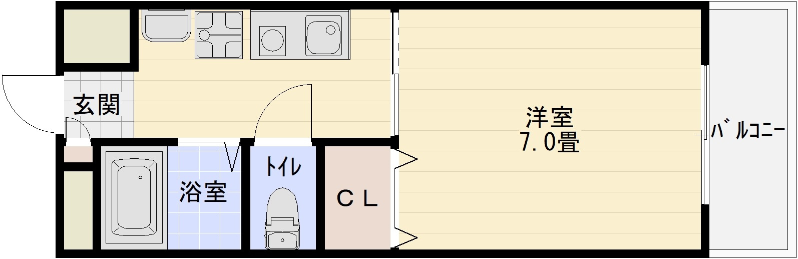 エステラルの間取り|エステラル（柏原市法善寺）1K　法善寺駅　柏原駅