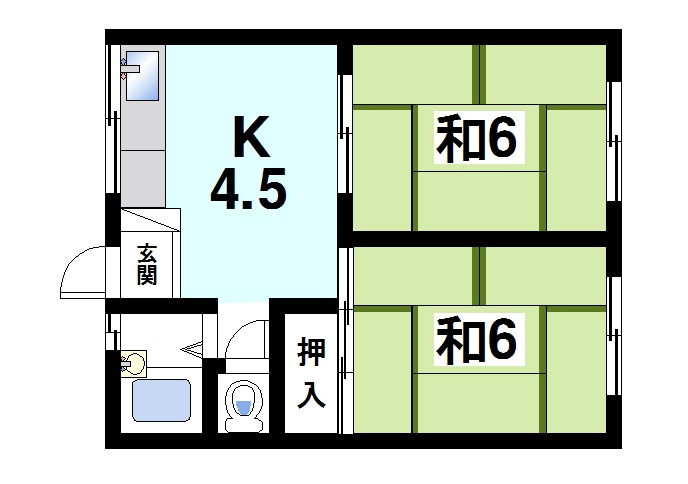 ニュー芝ハイツの間取り|ゆったり過ごせる2Kのお部屋です