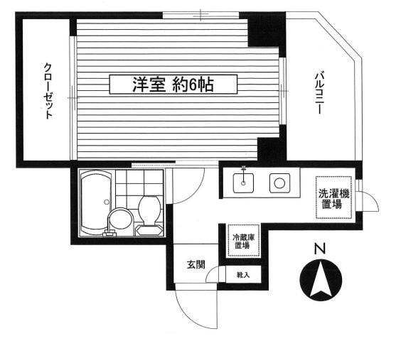 シャンボール白山の間取り|1K