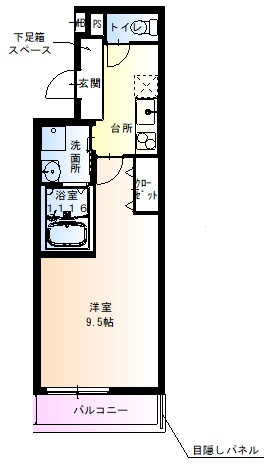 【間取り】 | フジパレス長栄寺Ⅲ番館 | １K