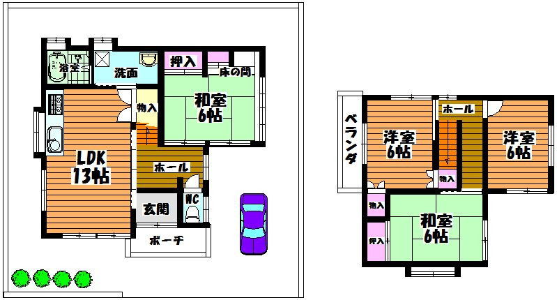 のぞみ野貸家の間取り