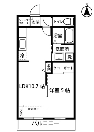 【間取り】 | コモド・シティオ | 1LDKタイプはキッチンと寝室を分けたい方におすすめです☆カップルさんや新婚さんにも大人気！なんと言っても最上階なのが嬉しい♪