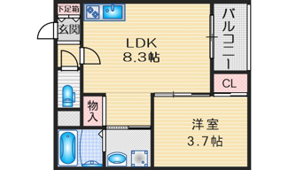 【間取り】 | プライムパークス名駅西 | 略図の為、現状優先