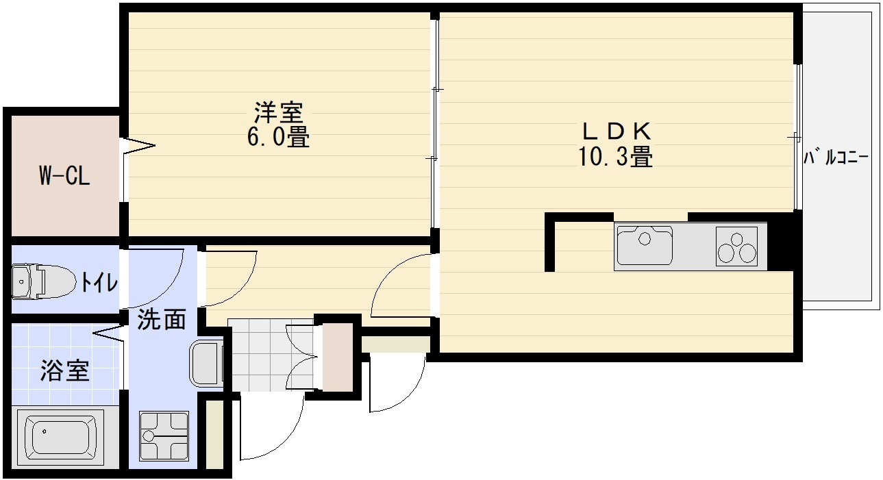 ブリーズガーデン2の間取り|ブリーズガーデン2（柏原市法善寺）　1LDK