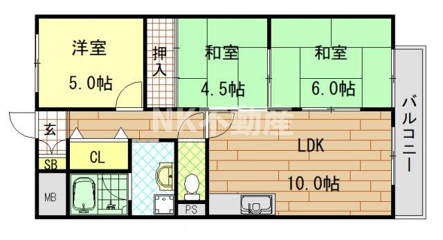 【間取り】 | コーポおくだ（八戸ノ里賃貸） | 間取りです
