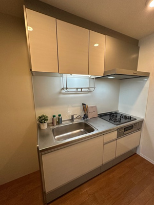 【キッチン】 | ベルグリーン | 白を基調としたシステムキッチンです！場所を取るお鍋やお皿もたっぷり収納できてお料理がはかどります！