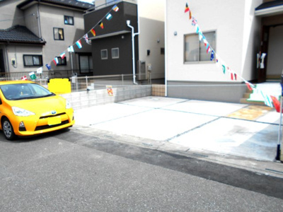 【駐車場】 | 伊奈町　内宿台　全2棟　1号棟　45坪 | カースペースがあります。2680から2550万円に価格変更です。　いまでしょ。