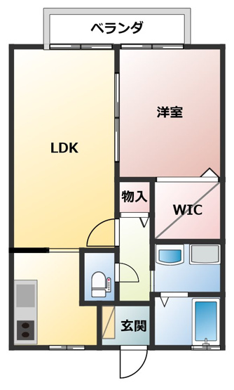 【間取り】 | 蔵・KATAYAMA B棟 | 1LDKのお部屋です