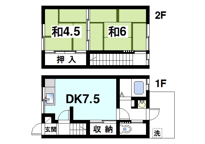 ルーラル登Bの間取り|2DKです