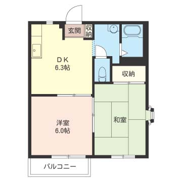 【間取り】 | ベルジュ大倉山【SHM】 | お部屋はカップルさんや新婚さんに人気の2DKタイプ♪