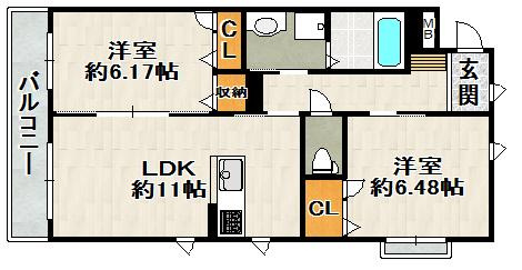 シャーメゾン山本丸橋Ｂ棟の間取り