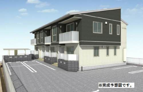 倉敷市真備町川辺のアパートの外観パース