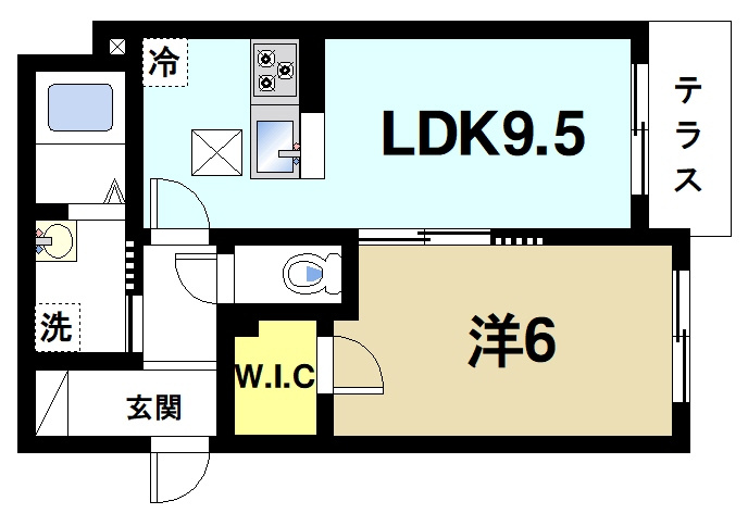 レーヴェ　エスポワールの間取り|ゆったりと暮らせる1LDKの間取りです。