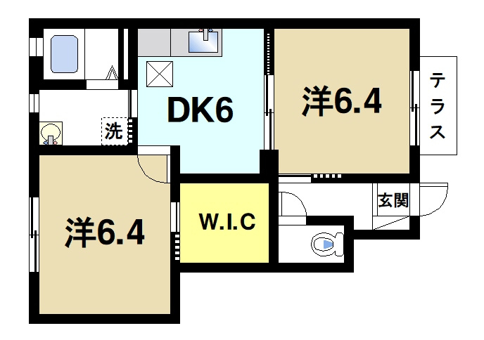 シュウ　メゾン　Ａ・Ｂの間取り|2DKの間取りです