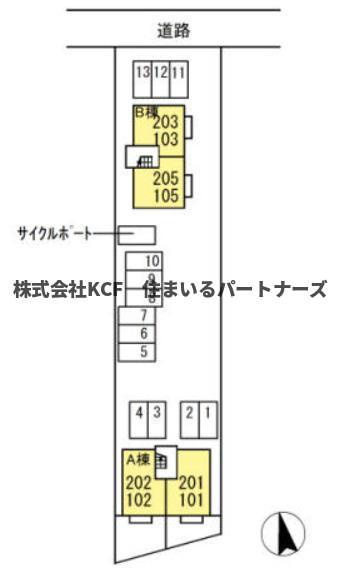 プロシアB棟の区画図