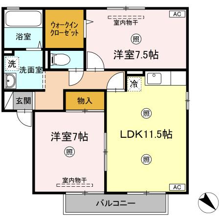 プリムローズⅢA棟の間取り