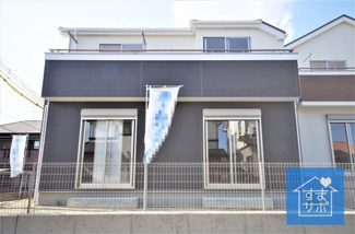 【外観】 | 1号棟　現地（2019年8月）撮影
堂々完成しました！即入居可♪
敷地面積151.86㎡（45.93坪）。
駐車並列2台可能。