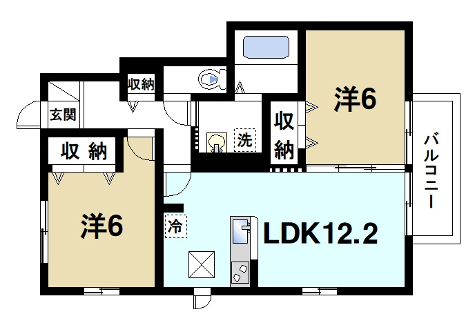 セレッソ　パティオⅡの間取り|2LDKのお部屋です
