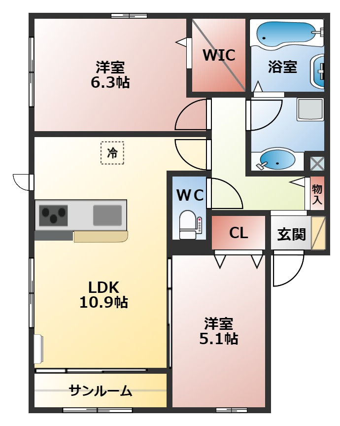 ｓａｉｎｔーｆｌｅｕｒの間取り|２ＬＤＫの間取り